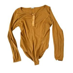 Intimately Free People Thermal Knit Long Sleeve Bodysuit Sloane Womens XL